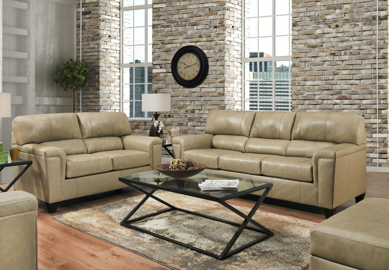 12038 - LEATHER Touch Sofa and Love in Soft Touch-Soft Touch Putty $1695.99