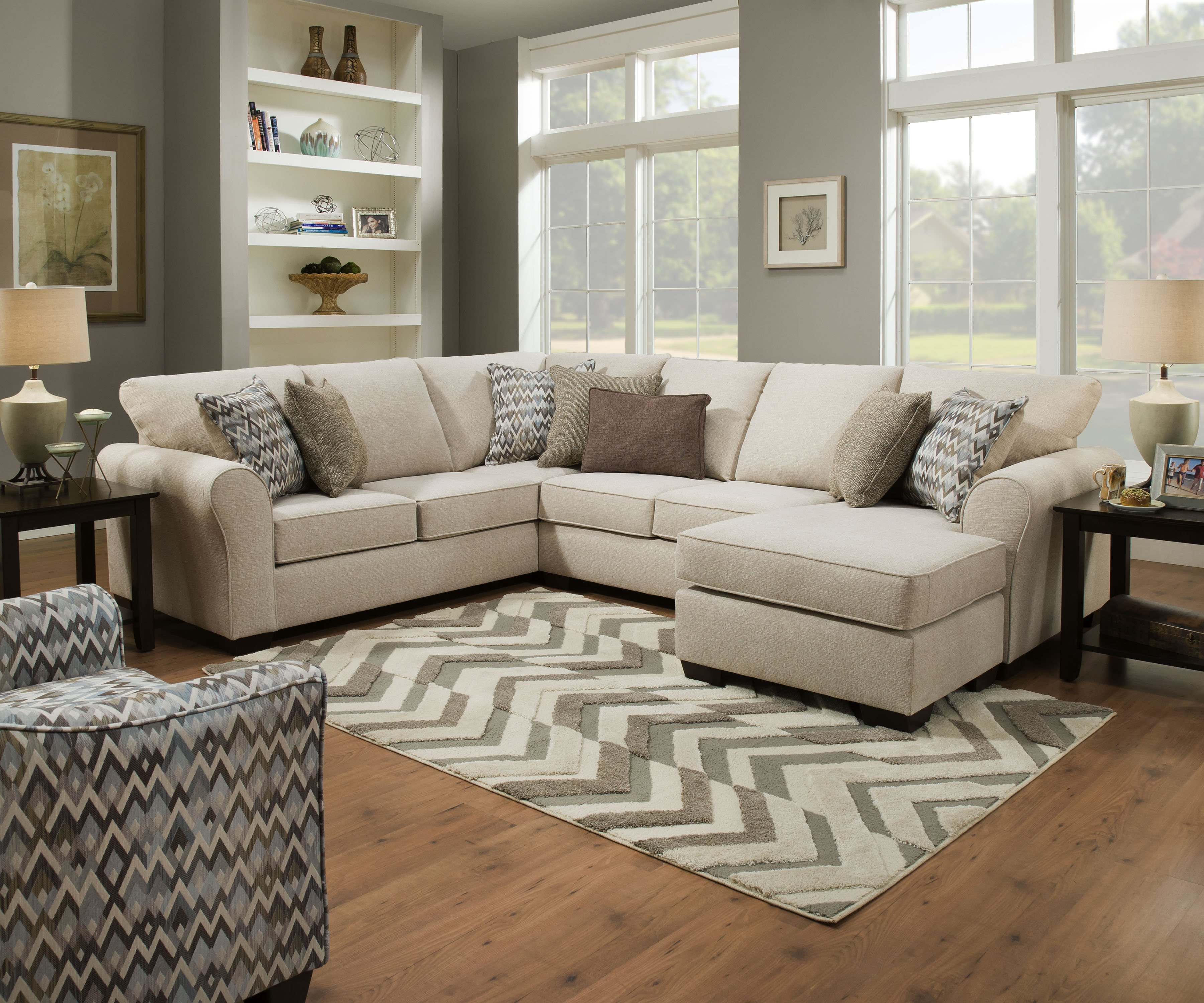 1657 Sectional in Boston Linen- with Reversible Chaise $1199