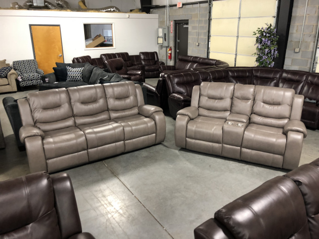 7714 Smoke Motion Sofa, Motion Console Loveseat $1379