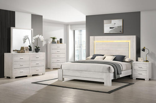 8376 Queen Washed Grey Bedroom Collection HB LED Lights $1659