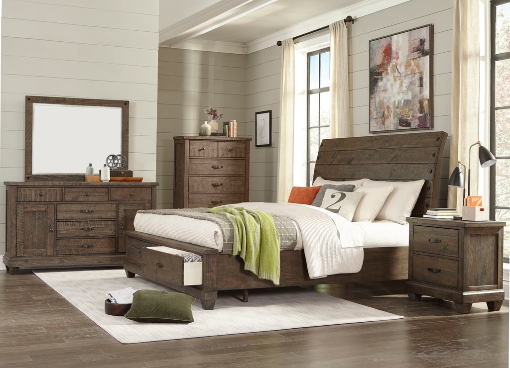 7131 Queen Storage Bed, Dresser, Mirror, Chest and 1 Nightstand $2295