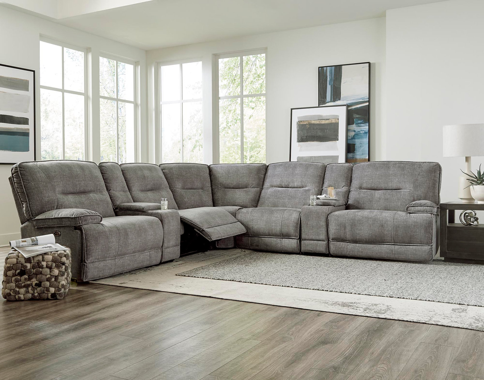 7532 Sectional Power Motion - Charcoal Fabric $2195